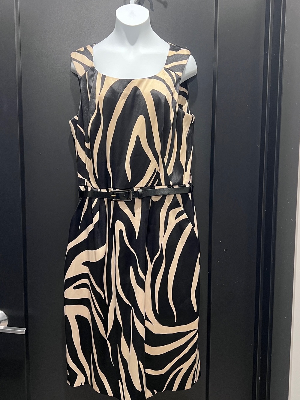 Alyx Black and Beige Zebra-Print Sleeveless Dress with Belt